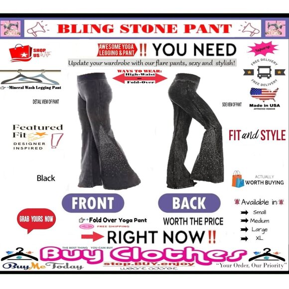 ✅BULLY Fold Over GEM STONE➕🆒 LEGGING PANT High Waist Mineral Wash 💸BUY NOW‼️🟢 - Picture 2 of 16